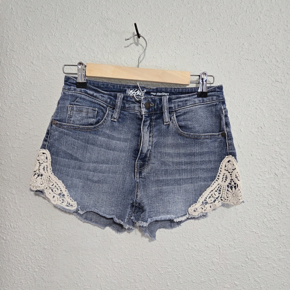 Vigoss Blue Denim Shorts with Lace Detail